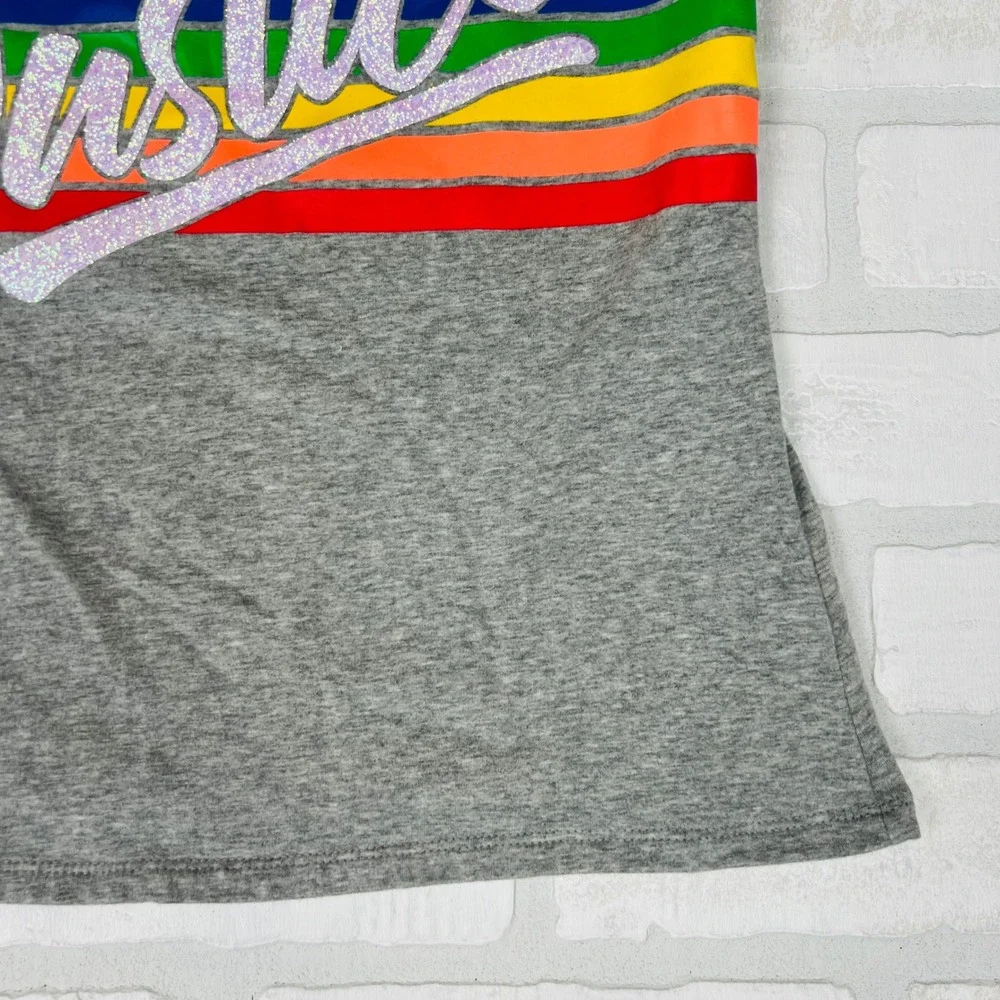 Justice Girls Grey Rainbow Glitter Love Justice Tube Top Strapless Shirt Size 14